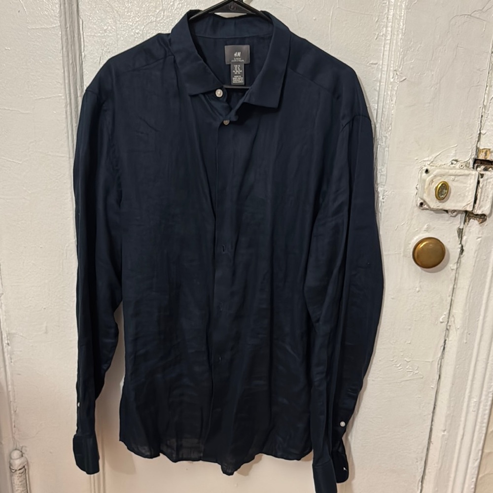 H&M Deep Blue Long Sleeve Shirt